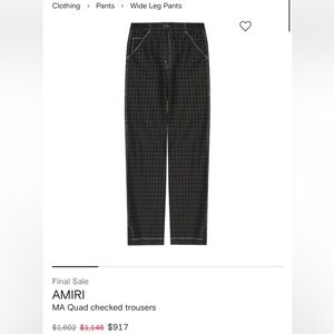AMIRI MA Quad Checkered Trousers